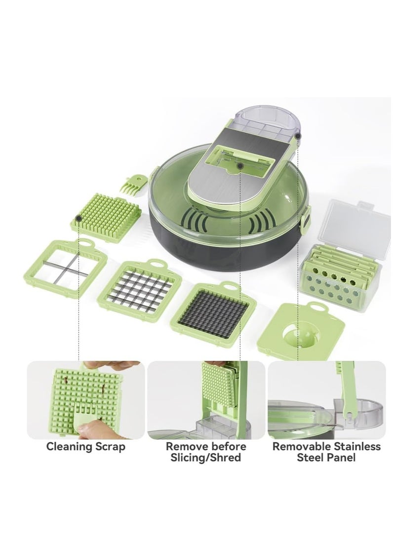 Vegetable Chopper Kitchen Vegetable Cutter Mandoline Slicer Dicer for Veg—Fruit Food Onion Eggs Salad Cooking Accessories Cutter Mandolin with Colander（Green—All-in-1 Chopper） - pzsku/Z5D0BD2C3C0B7DD3C05BCZ/45/_/1736083399/559d2bf2-84d2-4853-8e52-d7e490add4d3