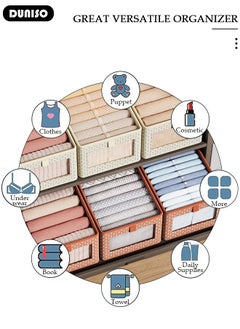 DUNISO 6 PCS Wardrobe Clothes Organizer, Foldable Drawer Closet Organizers with Mesh Window and Handle, Washable Closet Storage Basket Bins, Stackable Closet Storage Organizer, Fabric Storage Boxes for Clothing, Jeans, Bras, Leggings, Sweaters  - Image 3