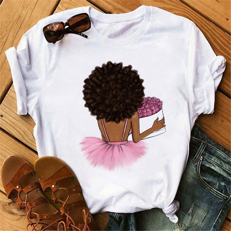 [Same day] cross-border supply of T-shirt printed T-shirt women's short-sleeved women's clothing - Image 5