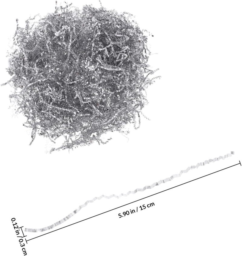 Healvian Raffia Crinkle Cut Paper Shreds 100g Silver Double-sided Shredded Packaging Filler for Boxes and Wedding Wrapping Basket Material - Image 2