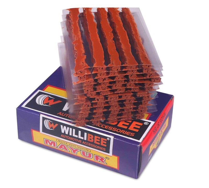 WILLIBEE (Pack of 30 Strips) Premium Tubeless Tyre Puncture Repair Strips,30 Puncher Repair Seal Strips for Car, Bike, SUV, & Motorcycle - Image 1