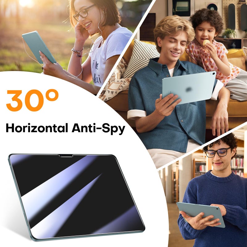 OMOTON 2 Pack Privacy Screen Protector for iPad Air 11 inch M4/M3/M2 (8th&7th&6th Gen, 2026/2025/2024), Anti-Spy Tempered Glass with Easy Installation Tray, Case Friendly/Apple Pencil Support - Image 4