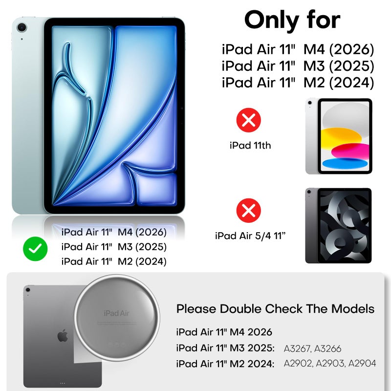 OMOTON 2 Pack Privacy Screen Protector for iPad Air 11 inch M4/M3/M2 (8th&7th&6th Gen, 2026/2025/2024), Anti-Spy Tempered Glass with Easy Installation Tray, Case Friendly/Apple Pencil Support - Image 2