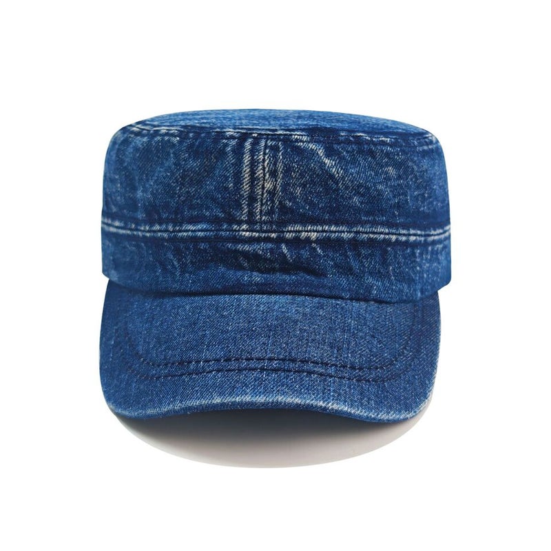 Washed Denim Military Cap Oversized Sun Hat Cotton - Image 2