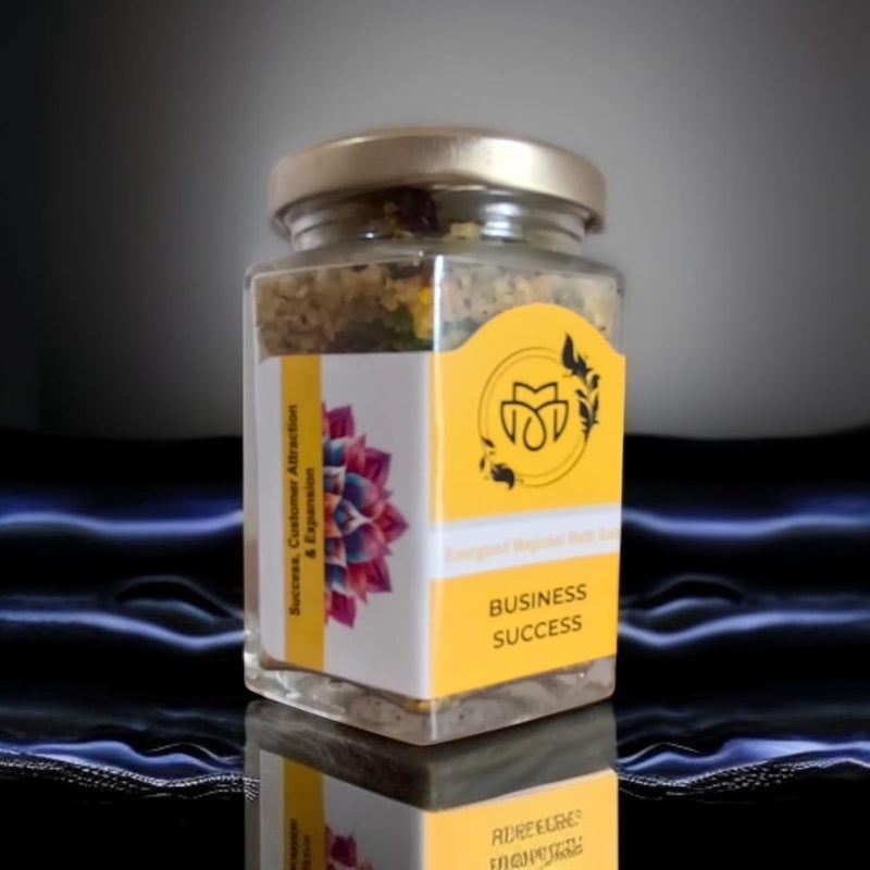 Premium Business Success Bath Salt  Hexa Glass Jar Gift Edition  Energized Magickal Salt  Business Growth  Premium Label  Career Advancement  Client Attraction  Financial Breakthrough  Success Enhancement  Wiccan  Witchcraft Rituals  Prosperity  Entrepreneurial Luck  Wiccan  Witchcraft Rituals  Individual Spiritual Gift Box Qty 1 Nos 200g - Image 2