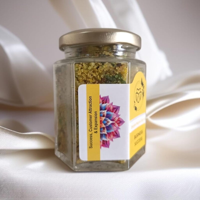 Premium Business Success Bath Salt  Hexa Glass Jar Gift Edition  Energized Magickal Salt  Business Growth  Premium Label  Career Advancement  Client Attraction  Financial Breakthrough  Success Enhancement  Wiccan  Witchcraft Rituals  Prosperity  Entrepreneurial Luck  Wiccan  Witchcraft Rituals  Individual Spiritual Gift Box Qty 1 Nos 200g - Image 3