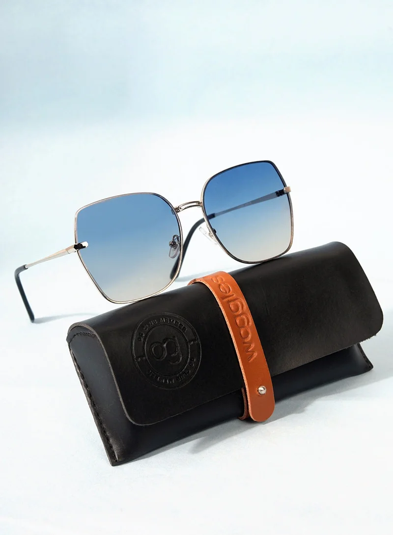 ووجلز نظارات شمسية زرقاء كبيرة الحجم بحماية من الأشعة فوق البنفسجية بتصميم أنيق وعصري للرجال والنساء