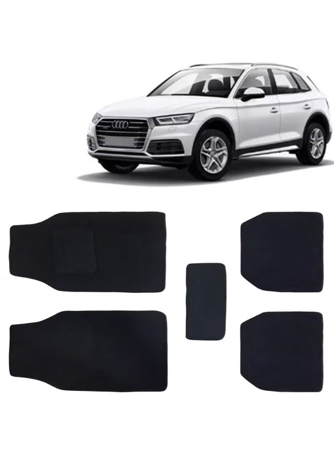 Classic Kingsway Carpet Style Universal Car Mats for Audi Q7, 2015 Onwards Model, Black Color Anti Slip Car Floor Foot Mats, Complete Set of 5 Piece, Executive Series - Image 1