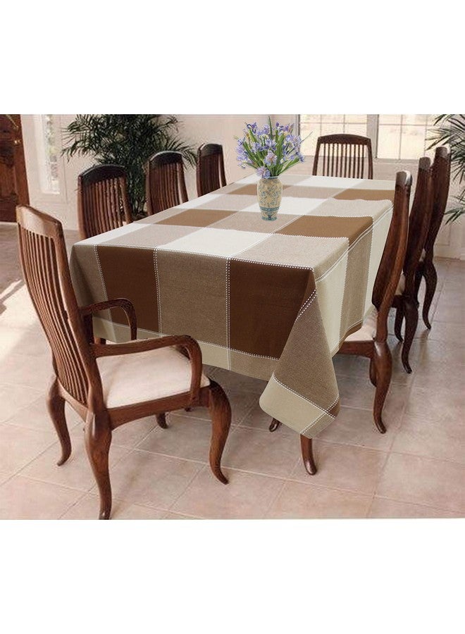 Airwill 100% Cotton Checkered Pattern 8 Seater Rectangle Table Cover Sized, 56x95 inches (Brown, Pack of 1) - Image 1