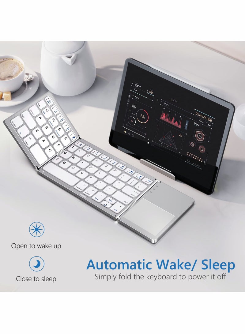 Y&D Foldable Bluetooth Keyboard, Wireless Keyboard with Touchpad - Image 4