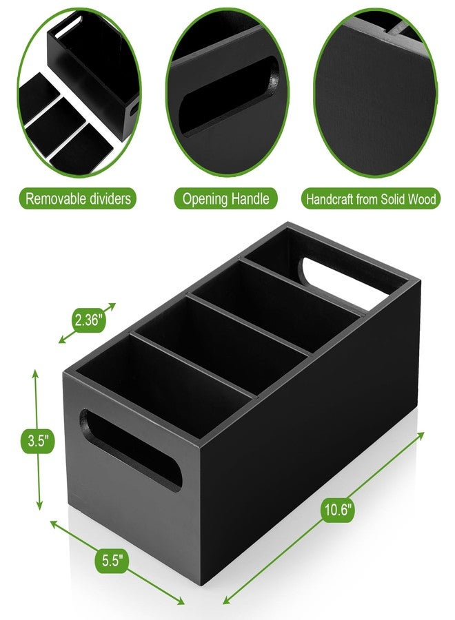 DRASTAR Pantry Organization and Storage Bins, Seasoning Packet Organizer with Removable Dividers,Wooden Storage Caddy for Kitchen, Pantry, Cabinet, Countertop, Black - Image 2