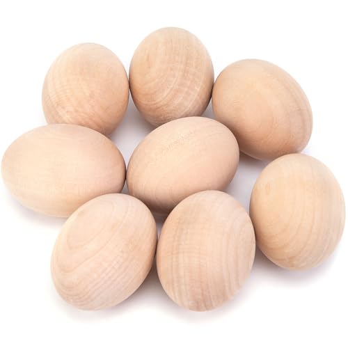 DomeStar Wooden Fake Chicken Eggs, 8PCS 2.5" Unpainted Faux Wood Eggs for Encouraging Hens to Lay - Image 1