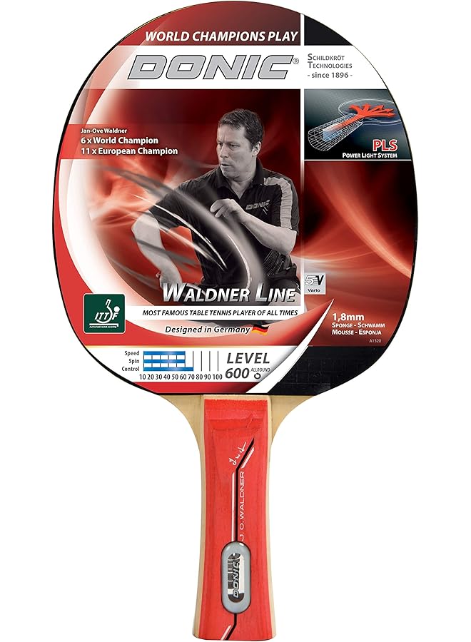 Schildkröt Donic Waldner 600 Table Tennis Bat Pls Handle 1.8 Mm Sponge Donic 2 Star Ittf Pad 733862 - Image 1