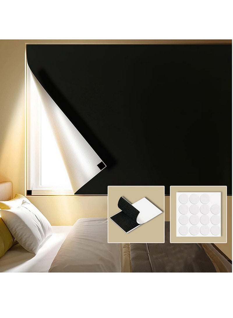 Portable Blackout Curtains With Self Adhesive Tape For Bedroom Living Room Bathroom And Attic Blackout Curtains Width 145 cm Length 200 cm - Image 1
