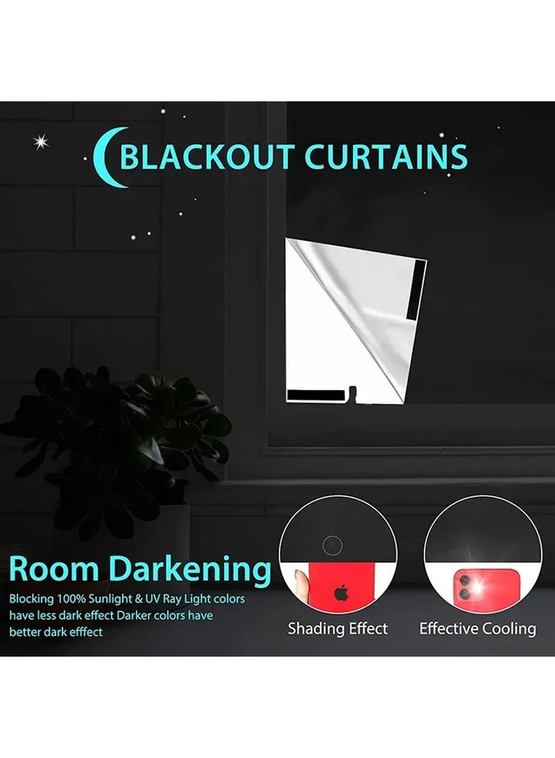 Portable Blackout Curtains With Self Adhesive Tape For Bedroom Living Room Bathroom And Attic Blackout Curtains Width 145 cm Length 200 cm - Image 5