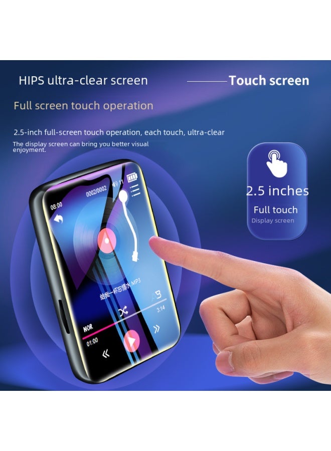 Full Screen Bluetooth Mp3 Portable Touch Music Player Student Version Mp4 Small Outdoor Speaker Mp5 Compact Digital Music Player-Body Color:Black (metal Shell)-Memory Capacity:4GB Bluetooth + Full Set Of Accessories  - Image 3