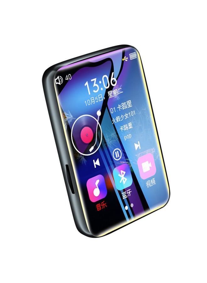 Full Screen Bluetooth Mp3 Portable Touch Music Player Student Version Mp4 Small Outdoor Speaker Mp5 Compact Digital Music Player-Body Color:Black (metal Shell)-Memory Capacity:4GB Bluetooth + Full Set Of Accessories  - Image 1