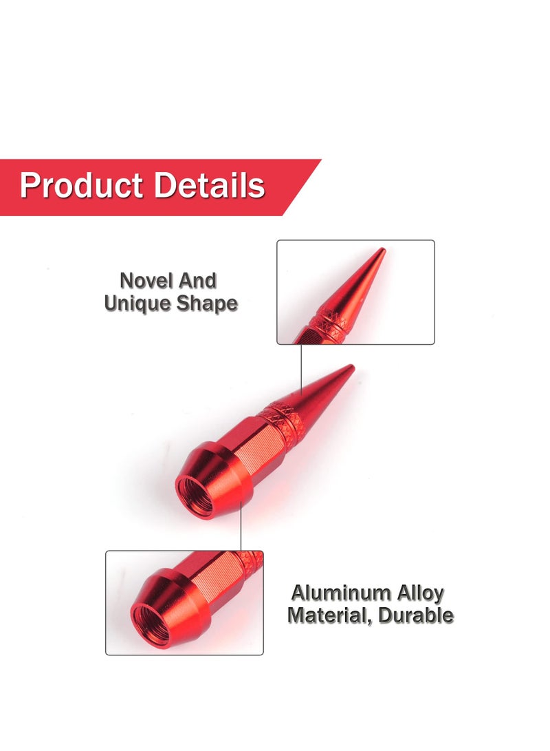 SOLARAE 8 Pcs Red Spike Tire Valve Caps - 45mm Long Aluminum Alloy Valve Stem Caps for Cars, SUVs, Trucks, Bicycles, and Motorcycles - Cool Impale Design for Enhanced Style and Protection. - Image 3