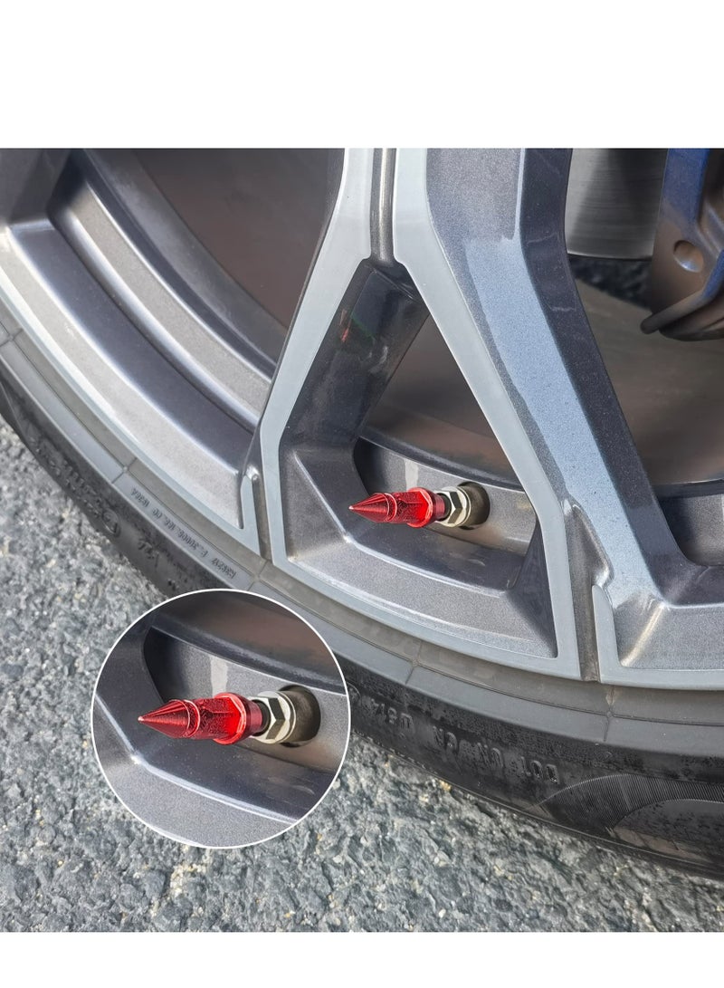 SOLARAE 8 Pcs Red Spike Tire Valve Caps - 45mm Long Aluminum Alloy Valve Stem Caps for Cars, SUVs, Trucks, Bicycles, and Motorcycles - Cool Impale Design for Enhanced Style and Protection. - Image 2