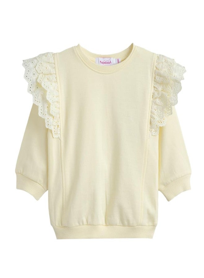 Hopscotch Baby Girls Cotton Round Neck Sweatshirts in Yellow Color For ages (9-12 Months) - Image 1