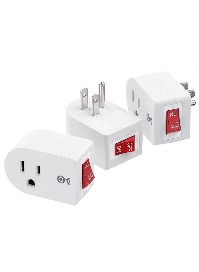 Cable Matters [ETL Listed] 3-Pack Grounded Outlet Switch with ON Off, Plug Switch ON Off, Single Outlet Adapter ON/Off, White - Image 1
