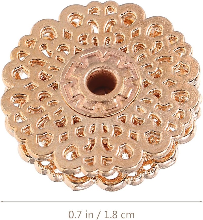 NUOBESTY 10 Pairs Metal Snap Buttons Invisible Flower Pattern Coat Fasteners DIY Sewing Accessories for Overcoats and Sweaters, Gold 28l (25mm) - Image 2