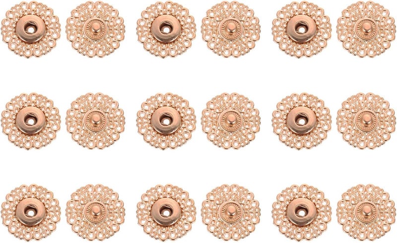 NUOBESTY 10 Pairs Metal Snap Buttons Invisible Flower Pattern Coat Fasteners DIY Sewing Accessories for Overcoats and Sweaters, Gold 28l (25mm) - Image 1