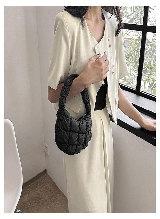Tellrain Puffer Bag Women Mini Quilted Cute Bubble Handbag Crescent Wrist Satchel Y2k Purse - Image 4