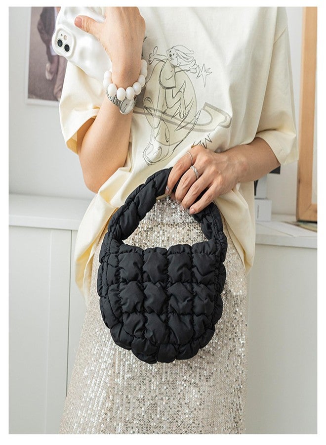Tellrain Puffer Bag Women Mini Quilted Cute Bubble Handbag Crescent Wrist Satchel Y2k Purse - Image 2