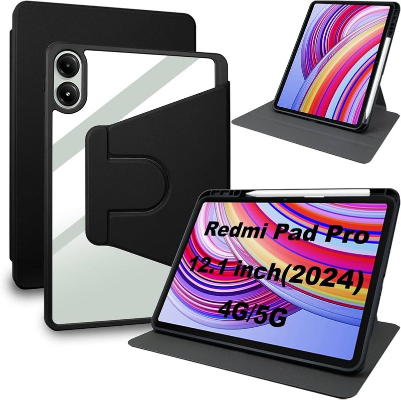 NESLIN حافظة الهجينة المتوافقة مع Redmi Pad Pro 12.1 بوصة 2024، حافظة PC صلبة متعددة الزوايا من الأكريليك الشفاف مع حامل قلم وحامل حماية متوافق مع Xiaomi Redmi Pad Pro 12.1 بوصة - Image 1