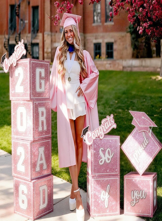 Togvu 2026 Graduation Decorations, 4Pcs Graduation Boxes, So Proud of You and Class of 2026 Grad Balloon Boxes, Pink Congrats Box for College, High School, Prom Party Supplies - Image 4