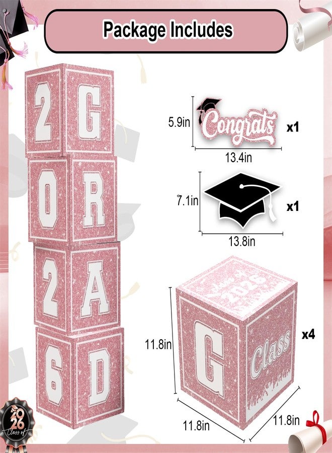 Togvu 2026 Graduation Decorations, 4Pcs Graduation Boxes, So Proud of You and Class of 2026 Grad Balloon Boxes, Pink Congrats Box for College, High School, Prom Party Supplies - Image 2