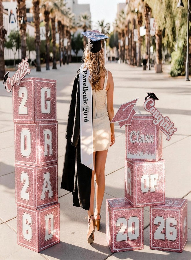 Togvu 2026 Graduation Decorations, 4Pcs Graduation Boxes, So Proud of You and Class of 2026 Grad Balloon Boxes, Pink Congrats Box for College, High School, Prom Party Supplies - Image 5