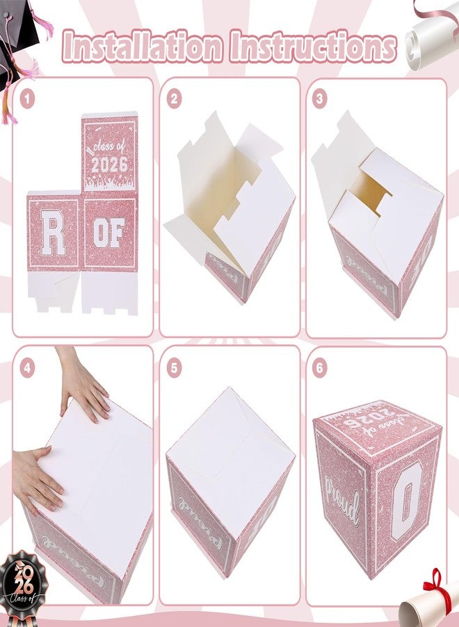 Togvu 2026 Graduation Decorations, 4Pcs Graduation Boxes, So Proud of You and Class of 2026 Grad Balloon Boxes, Pink Congrats Box for College, High School, Prom Party Supplies - Image 3