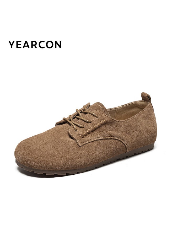 YEARCON Yierkang Single Shoes 25 Spring British Style Small Leather Shoes Women's Thin-soled Loafers Yadan Women's Shoes 49911w Yellow Brown 39 - Image 3