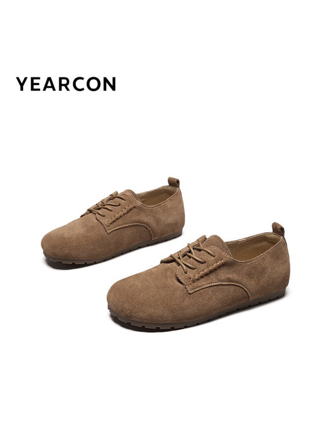 YEARCON Yierkang Single Shoes 25 Spring British Style Small Leather Shoes Women's Thin-soled Loafers Yadan Women's Shoes 49911w Yellow Brown 39 - Image 4