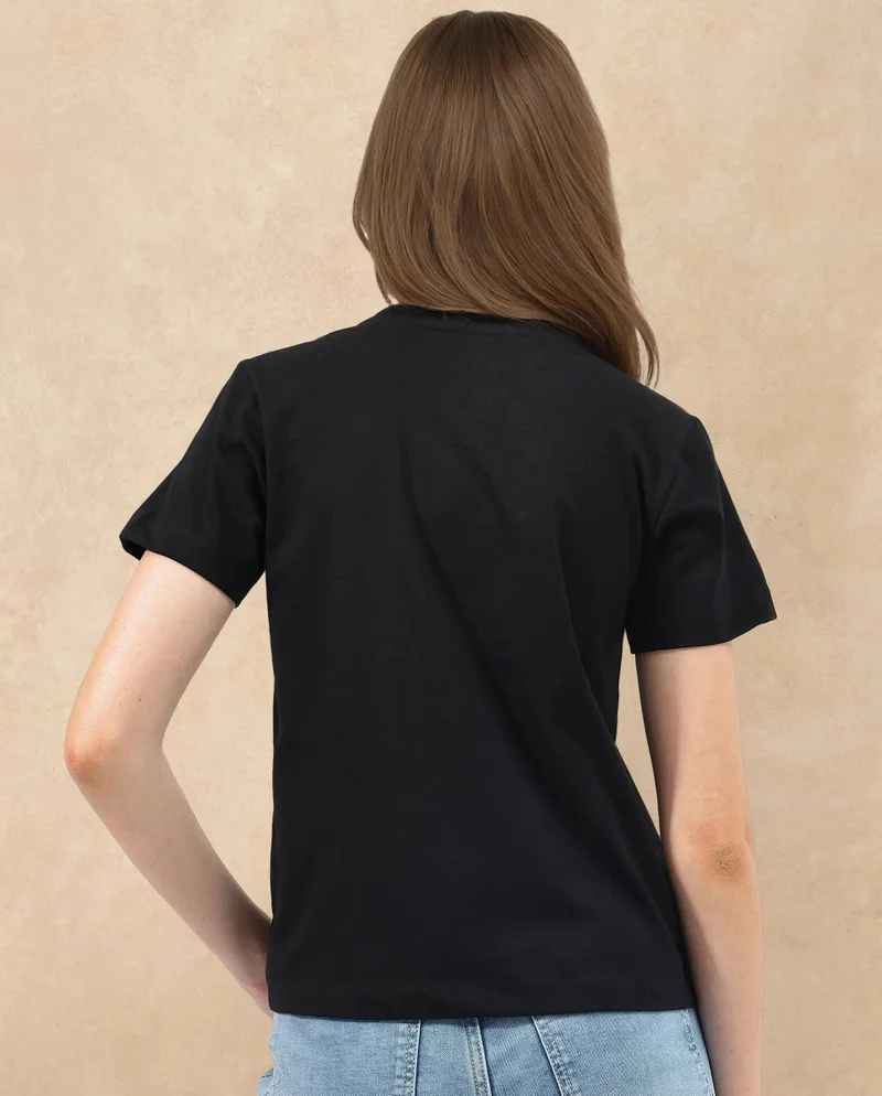 Rareism Women's Boxy Fit T-Shirt With Chest Graphic