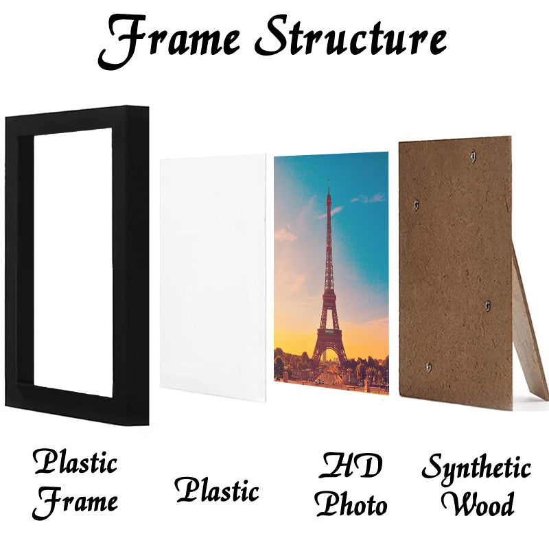 icariery 10x10 Picture Frame Set of 5  Black Square Photo Frames High Transparent Wall Gallery Desktop Horizontal Vertical for Canvas Collage Photo Poster Certificate 10 x 10 inches - Image 2