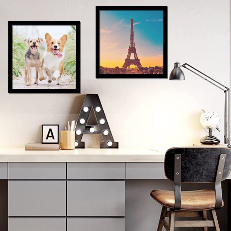 icariery 10x10 Picture Frame Set of 5  Black Square Photo Frames High Transparent Wall Gallery Desktop Horizontal Vertical for Canvas Collage Photo Poster Certificate 10 x 10 inches - Image 4