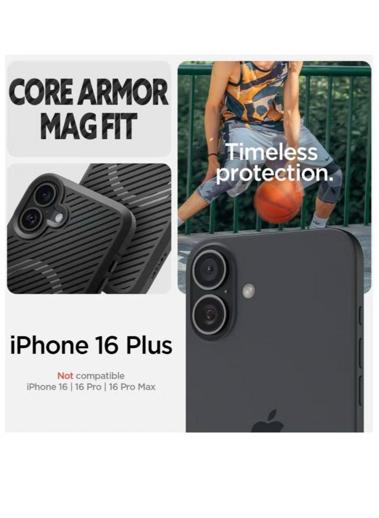 سبايجن جراب Core Armor MagFit لهاتف iPhone 16 Plus مع Magsafe (2024) - أسود غير لامع - Image 3
