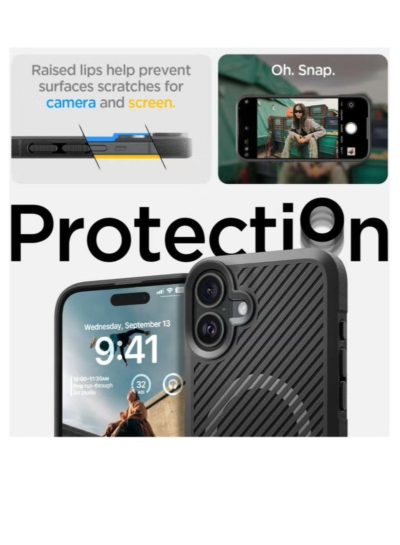 سبايجن جراب Core Armor MagFit لهاتف iPhone 16 Plus مع Magsafe (2024) - أسود غير لامع - Image 5