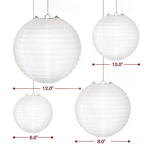 Novelty Place 12 inch White Paper Lanterns (Pack of 10) - Great Chinese/Japanese Home, Party & Wedding Decorations - Image 3