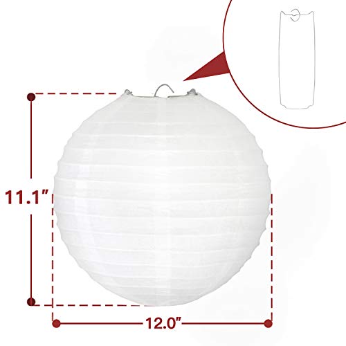 Novelty Place 12 inch White Paper Lanterns (Pack of 10) - Great Chinese/Japanese Home, Party & Wedding Decorations - Image 2