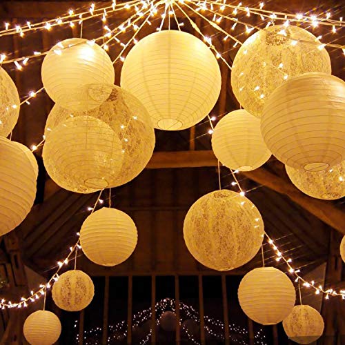 Novelty Place 12 inch White Paper Lanterns (Pack of 10) - Great Chinese/Japanese Home, Party & Wedding Decorations - Image 4
