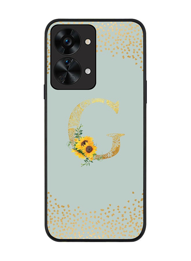 Stylizedd Rugged Black edge case for OnePlus Nord 2T Slim fit Soft Case Flexible Rubber Edges Anti Drop TPU Gel Thin Cover - Custom Monogram Initial Letter Floral Pattern Alphabet - G (Light Grey ) - Image 1