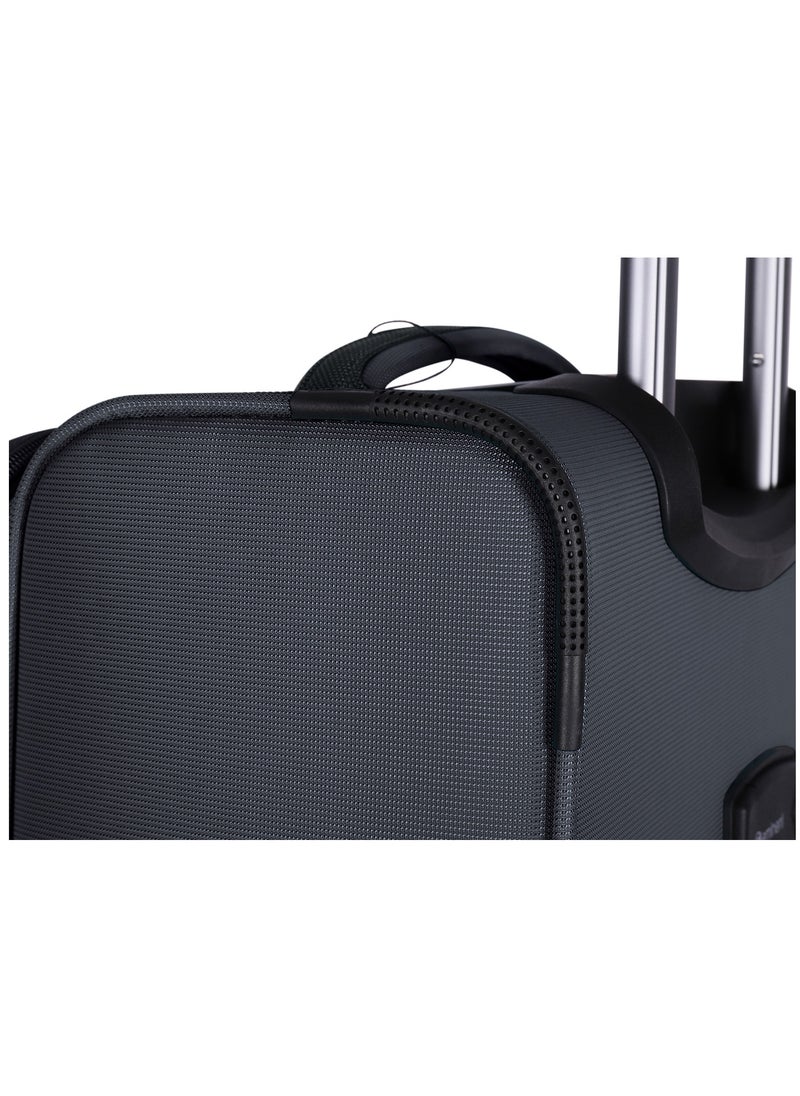 eminent Unisex Soft Travel Bag Medium Luggage Trolley Polyester Lightweight Expandable 4 Double Spinner Wheeled Suitcase with 3 Digit TSA lock E788 Black  - Image 4