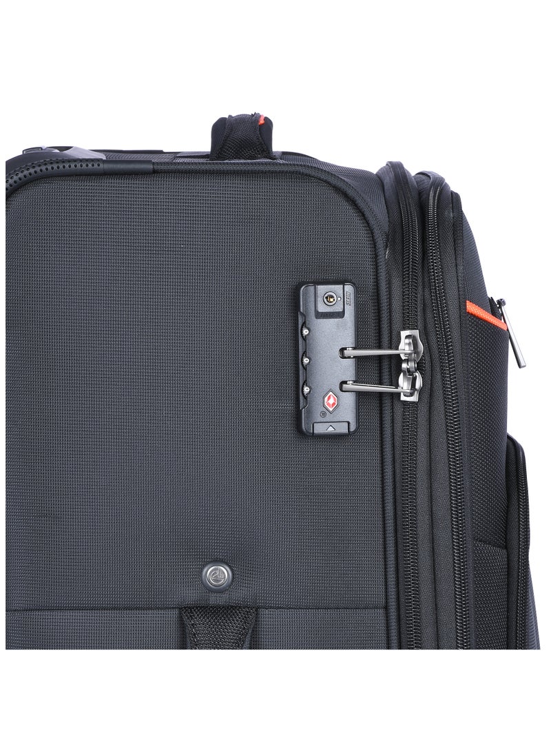 eminent Unisex Soft Travel Bag Medium Luggage Trolley Polyester Lightweight Expandable 4 Double Spinner Wheeled Suitcase with 3 Digit TSA lock E788 Black  - Image 5