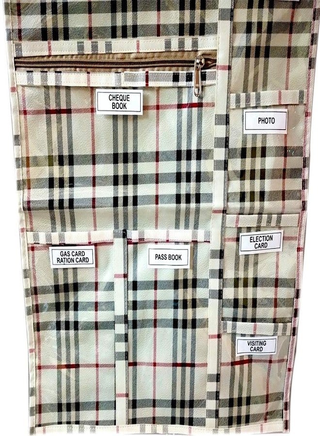 MSclassy Organizer for Keeping Passport/Aadhar Card/Voter Id/Photo -ids/Pan Cartant Bank Documents Holder Compartment, 10 Pockets, Checks Design - Multicolor - Image 5