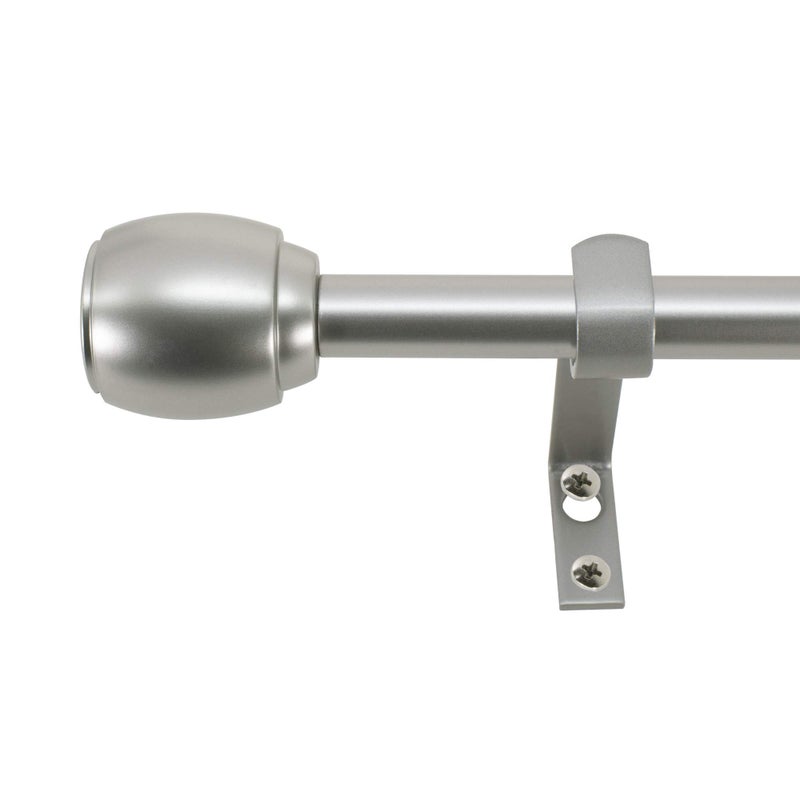 Decopolitan 30890SL28 Cap Curtain Rod Set 28 to 48 Inches Silver