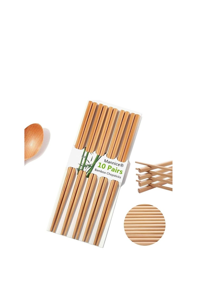 Generic - Perfect wooden chopsticks for sushi and noodles set contains 10 pairs meaning 20 pieces are reusable - Image 1